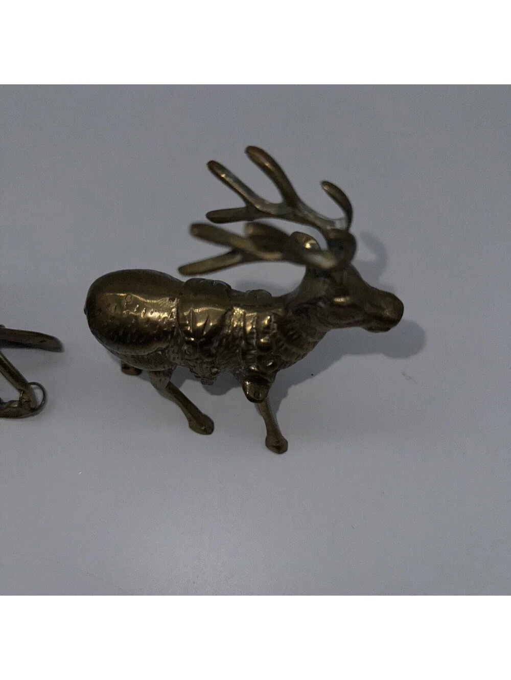Midcentury Heavy Brass Reindeer And Sleigh long Christmas centerpiece decor